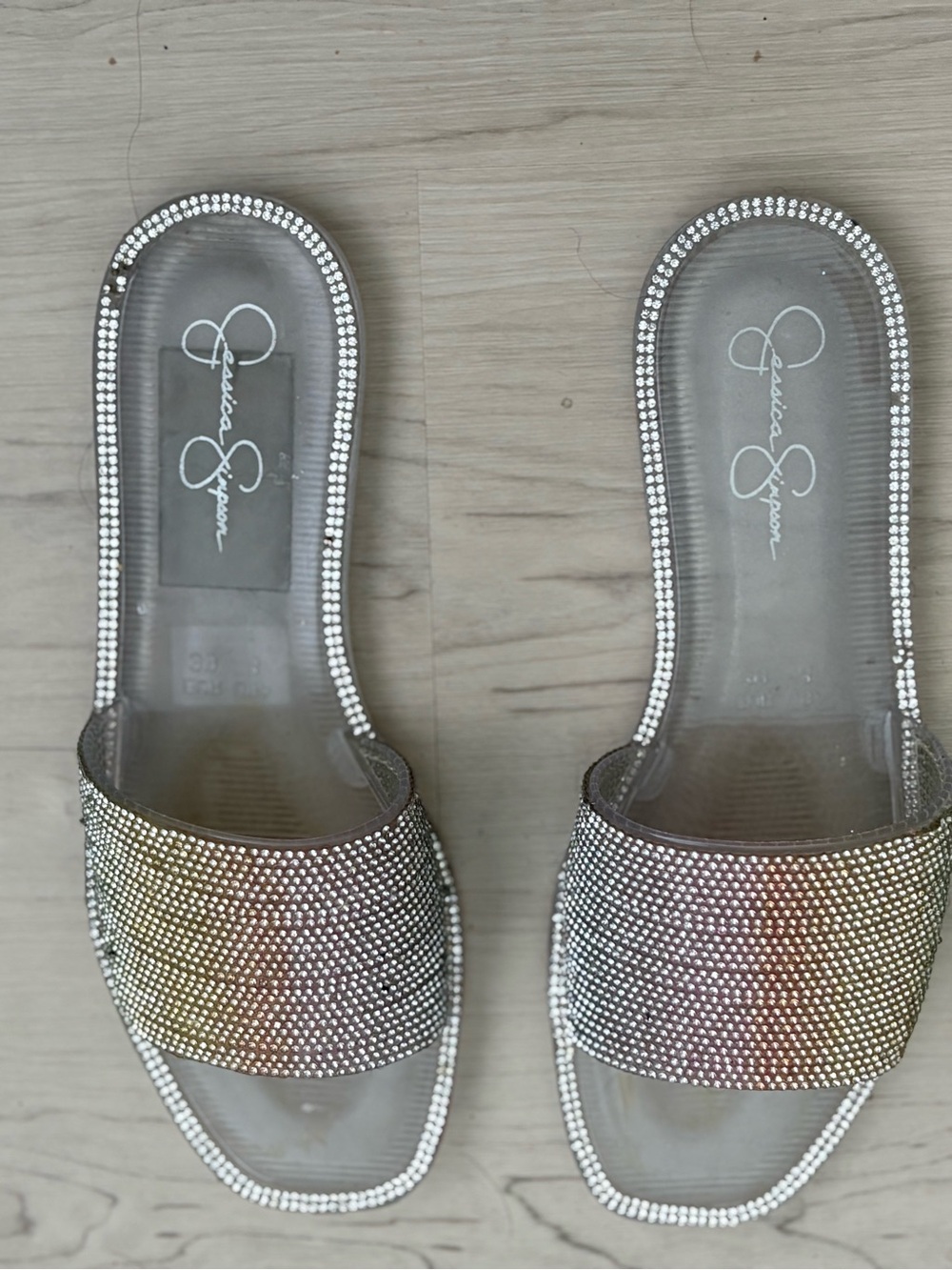Jessica Simpson Iridescent Crystal Slide Mules